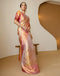 Vasthrlay Pongal Special Soft Tissue Pink Saree Jacquard Saree With Unstitched Blouse Piece