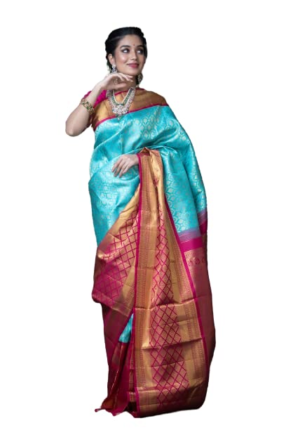 Vasthrlay Blue Kanjivaram Saree