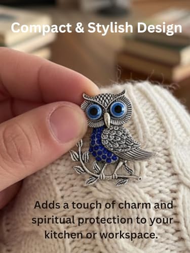 BLUE BEADS Silver Owl Turkish Evil Eye Fridge Refrigerator Sticker Magnet