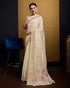 Vasthrlay Linen Silk Cream Saree With Unstitched Blouse with Piece Soft and Skin Friendly