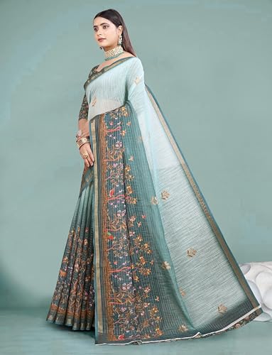 Vasthrlay Women's Cotton Kalamkari Wedding Saree With Blouse Piece