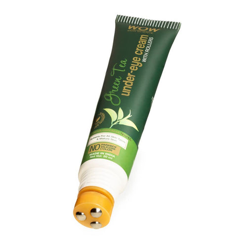 WOW Skin Science Green Tea Under Eye Cream with Rollers for Dark circles | Puffy Eyes