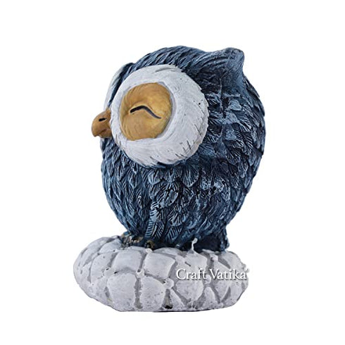 Resin Mother Owl with Baby Owl Decorative Showpiece Handmade Owl Sculpture