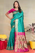 Vasthrlay Kanjivaram Chand Paithani Green Red Saree With Blouse Piece