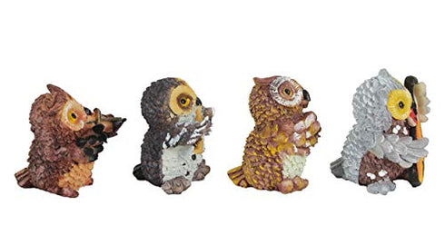 Owls Playing Musical Instruments Showpiece Figurines Garden Statues Decoration