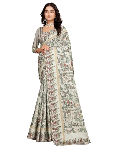 Vasthrlay Women's Cotton Kalamkari Wedding Saree With Blouse Piece