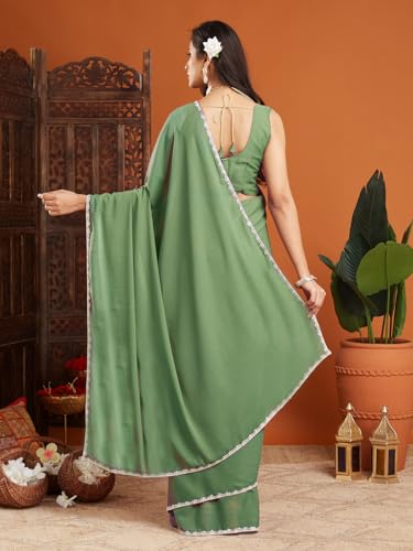 Vasthrlay Lavender Border Unstitched Saree