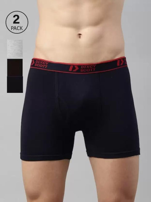 Dixcy Scott Men's Cotton Solid Trunks (Pack of 1) (Cross Te_Pack of 02 Pcs, Multicolor