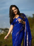 Vasthrla Blue Silk Blue Saree With Silver Zari Border Elegant Occasion With Blouse Piece