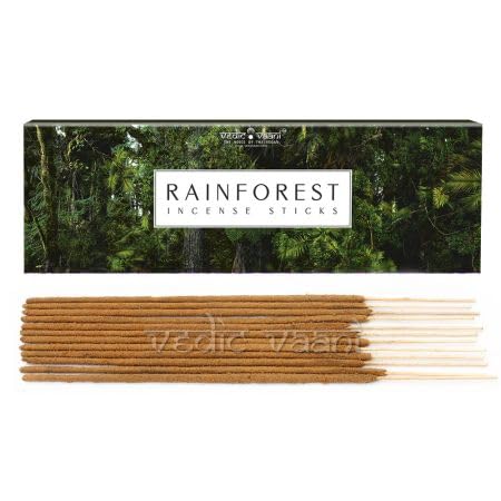 Vedic Vaani Premium Natural Organic Hand - Rolled Fresh Rainforest Masala Incense Sticks Agarbattis Long Lasting Fragrance for Puja, Festivals, Meditation (100 Grams)