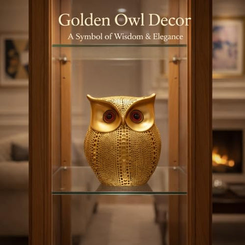 Golden Owl Showpiece for Home Decor | Feng Shui Owl Statue for Wisdom
