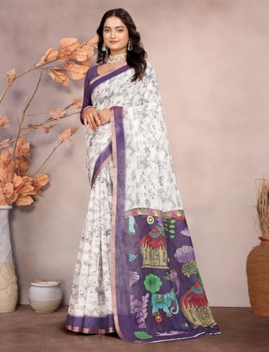 Vasthrlay Women's Cotton Kalamkari Wedding Saree With Blouse Piece