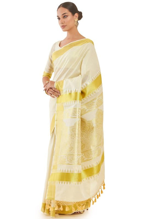Vasthrlay White Tissue Kasavu Ethnic Designs