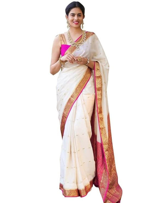 Vasthrlay Womens Jacquard Unstitched Lavender Saree