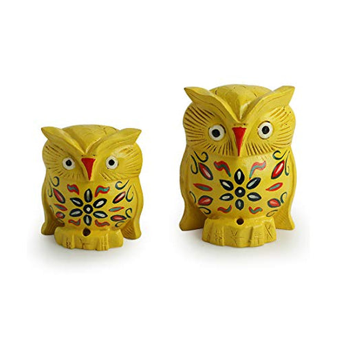 ExclusiveLane 'The Early Morning Owl Pair' Home Decoration Living Room Hand Carved
