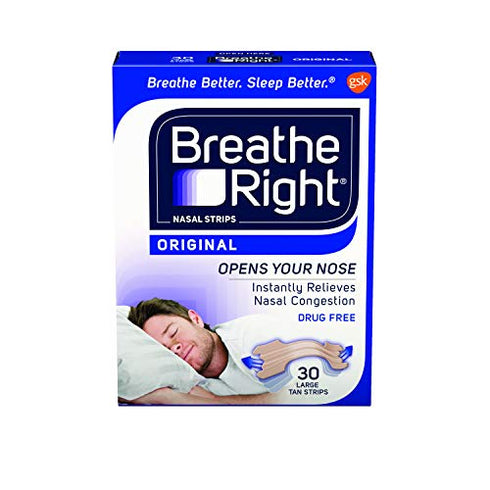 Style Make Breathe Right Original Nose Strips to Reduce Snoring and Relieve Nose Congestion Large Tan 30 Count