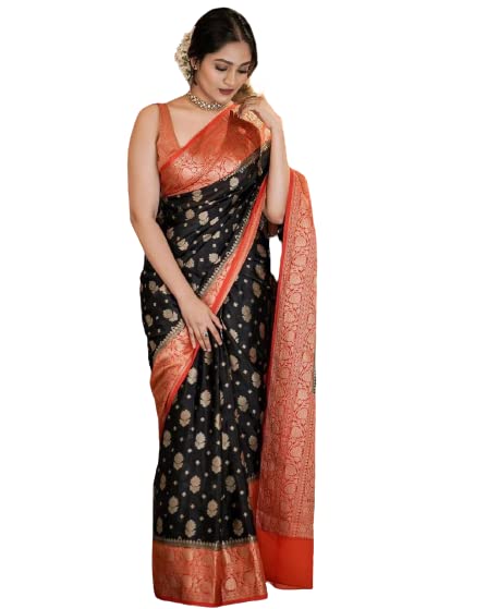 Vasthrlay Black Banarasi Saree
