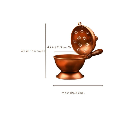 Metal Dhoop Holder and Incense Burner | Loban Dani Dhoop Dani with Handle