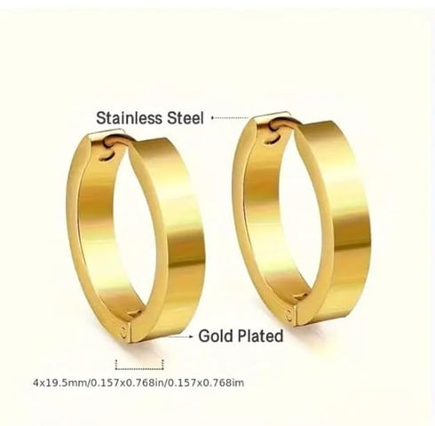 Men's Stainless Steel Huggie Hoop Earrings