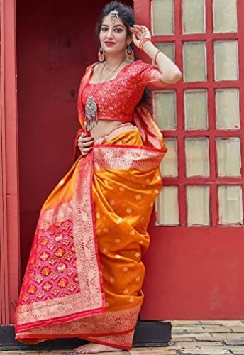 Vasthrlay Orange Kanjivaram Saree