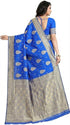 Vasthrlay Pure Kanjivaram Soft Silk Blue Saree Banarasi Style With Blouse