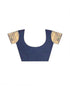 Vasthrlay Paithani Jacquard Navy Blue And Golden Saree With Unstitched Blouse Piece