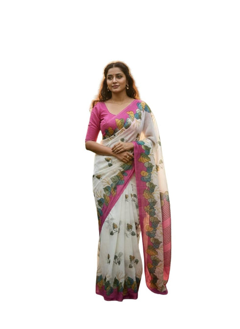 Vasthrlay Printed Multicolor Border Floral