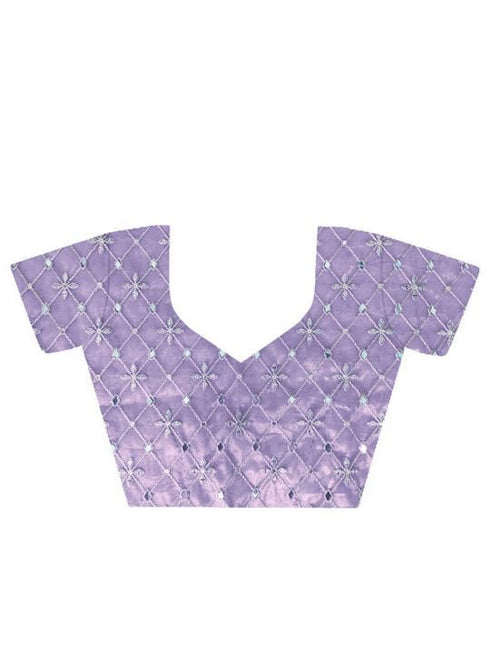 Vasthrlay Lavender Embroidery Unstitched Saree