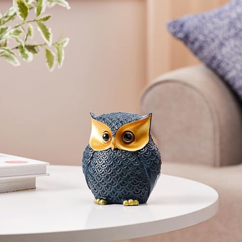 Modern Classy Happy Owl Resin Art Figure Showpiece