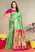 Vasthrlay Kanjivaram Chand Paithani Rama Pink Saree With Blouse Piece