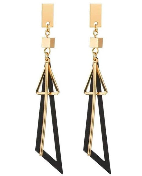 Nilu's Collection Fancy Hollow Triangle Long Geometric Drop Earrings