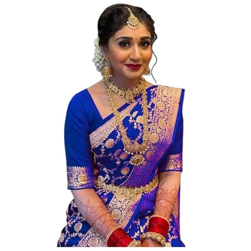 Vasthrlay Kanjivaram Banarasi Kanchipuram Wedding Saree With Blouse Piece