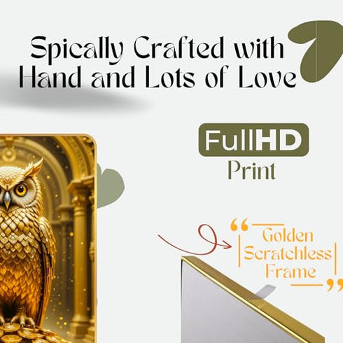 Arkasto Golden Owl Sitting on Coins | Vastu Painting for Wealth & Prosperity