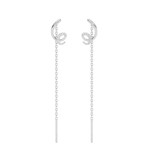 CLARA 925 Sterling Silver Sui Dhaga Threader Earrings Curly
