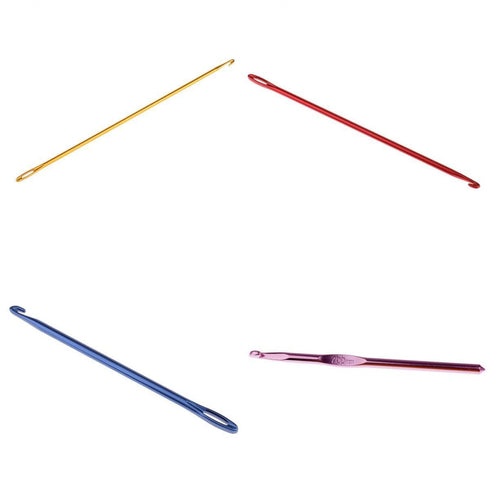 4 Pcs Afghan Crochet Hook Knitting Needle Hand Knit Tool with Hole 4 Sizes