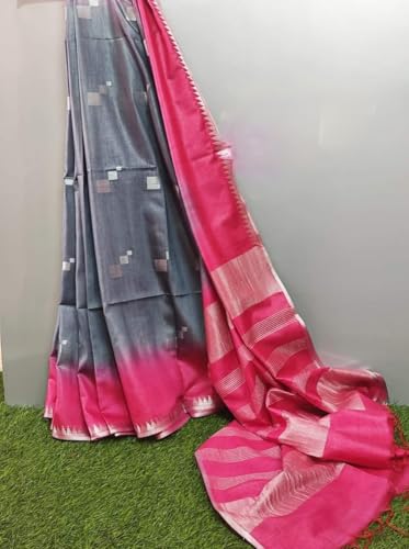 Vasthrlay Grey Bhagalpuri Unstitched Saree