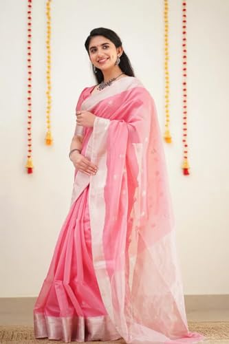 Vasthrlay Present Beautiful Kanjivaram Soft Silk Pink Saree With Blouse