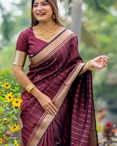 Vasthrlay Banarasi Kanjivaram Kanchipuram BS09 Saree With Blouse Piece