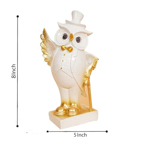 Decorative Owl Figurine with Top Hat and Gold Accents Home Decor Showpiece