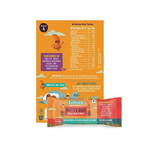 Timios Nutty Bar | Healthy Snack for Kids | Natural Energy Food Product for Toddlers