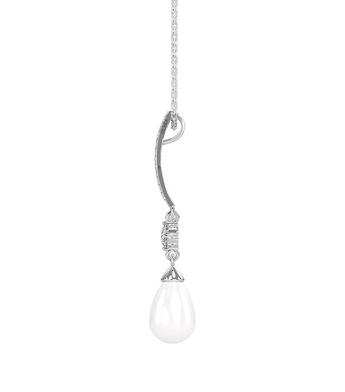Clara 925 Sterling Silver Pearl Queen Pendant Chain