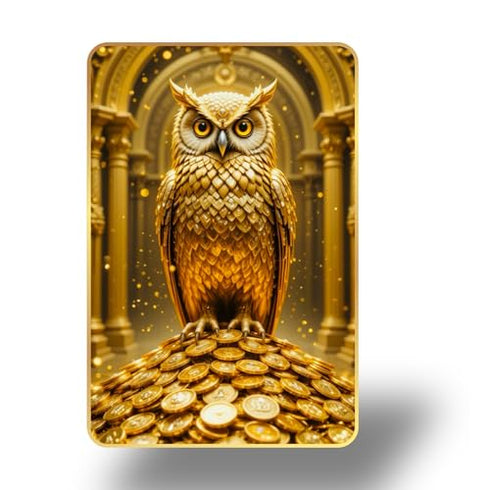 Arkasto Golden Owl Sitting on Coins | Vastu Painting for Wealth & Prosperity
