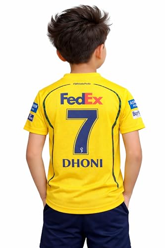 New CSK Jersey 2026 Dhoni 7 Yellow Tshirt For Kids