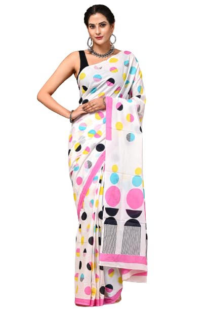Jaipuria Hand Block Printed Pure Cotton Saree For Women With Unstitched Blouse Piece