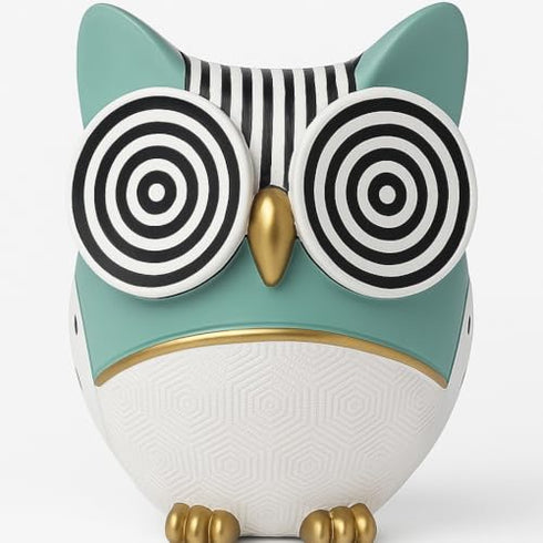The Spiritual Living Mint Green Resin Owl Statue for Good Luck | Vastu & Feng Shui