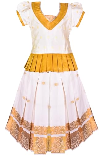 Vasthrlay Kids Girls South Indian Kerala Style Pattu Pavadai Cotton Silk Lehenga Choli Dress