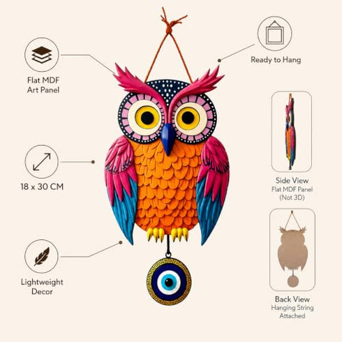 GiftOday Owl Wall Hanging for Door & Home Decor | Evil Eye Protection Nazar Battu