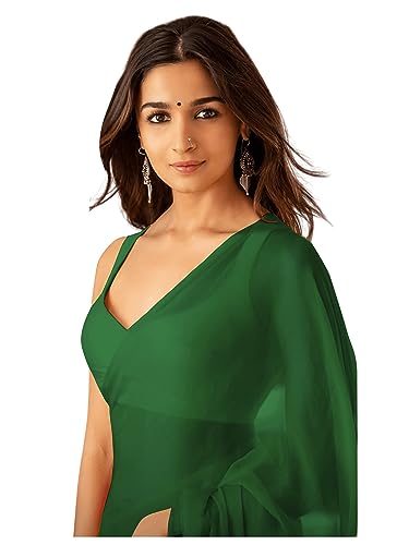 Vasthrlay Red Georgette Unstitched Saree