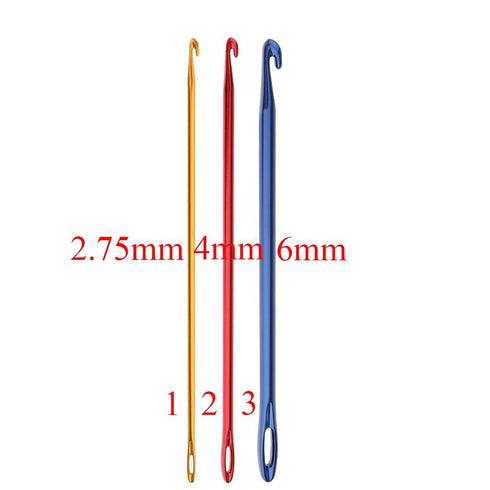 4 Pcs Afghan Crochet Hook Knitting Needle Hand Knit Tool with Hole 4 Sizes