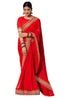 Vasthrlay Red Georgette Unstitched Saree